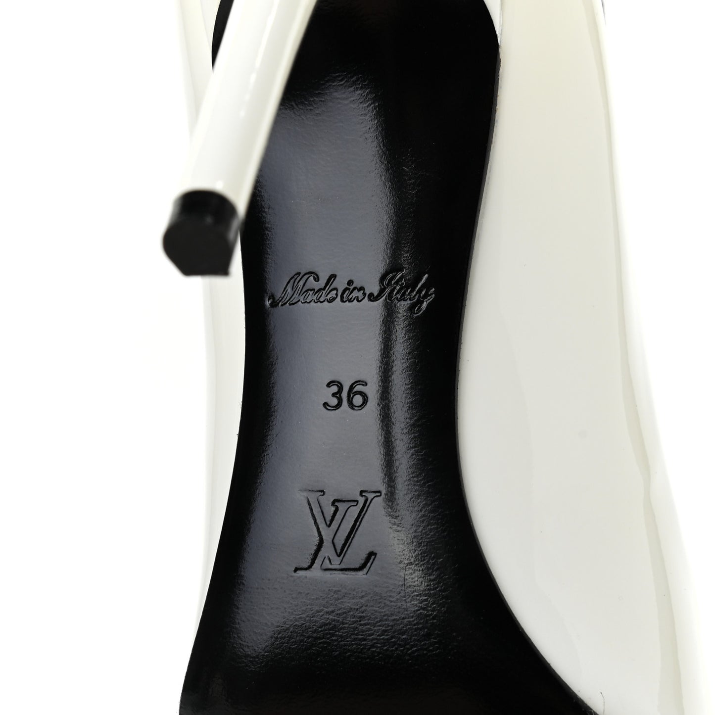 Monogram Patent Call Back Pumps 36 White