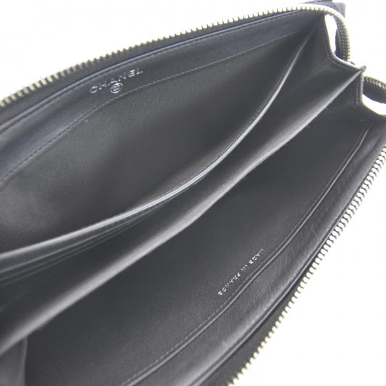 Caviar Zip Around Pouch Wallet Black