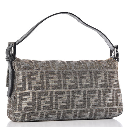 Fendi Metallic Lurex Zucca Vitello Baguette Oro Argento 4 of 8