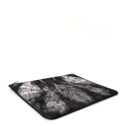 Alexander McQueen Silk Fur Print Zip Pouch Black Grey 4 of 8