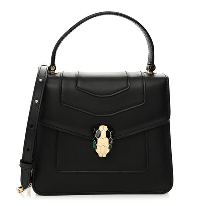 Bulgari Calfskin Serpenti Forever Top Handle Black 1 of 14