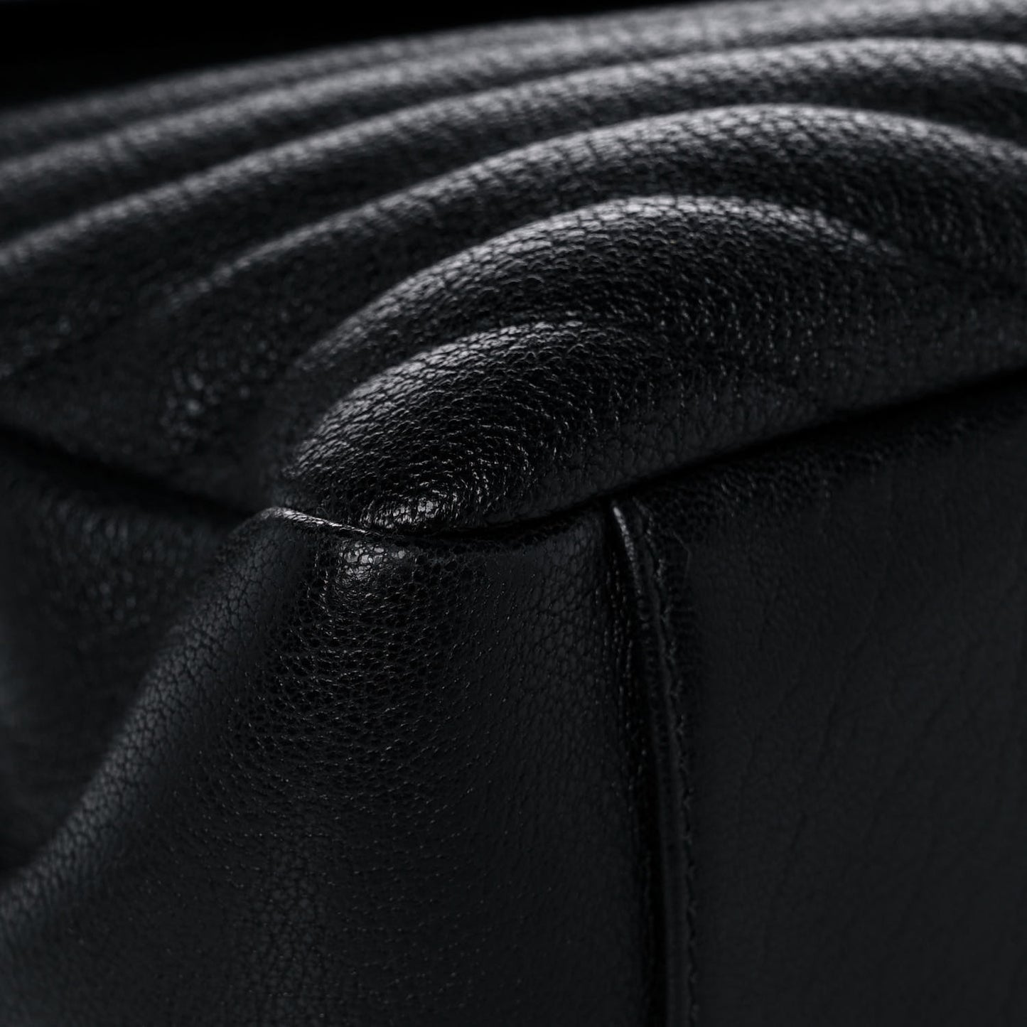 Sheepskin Matelasse Chevron Monogram Large College Satchel Black