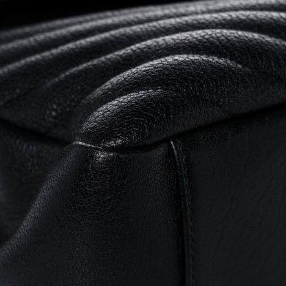 Saint Laurent Sheepskin Matelasse Chevron Monogram Large College Satchel Black 10 of 16