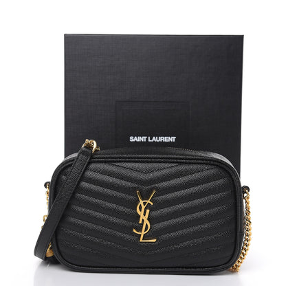 Saint Laurent Grain De Poudre Matelasse Monogram Mini Lou Camera Bag Black 10 of 10