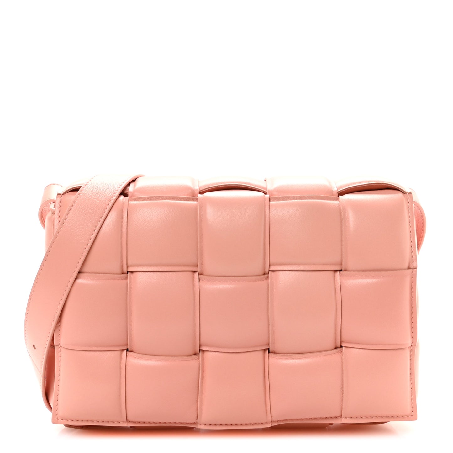 Nappa Maxi Intreccio Padded Cassette Crossbody Bag Peachy