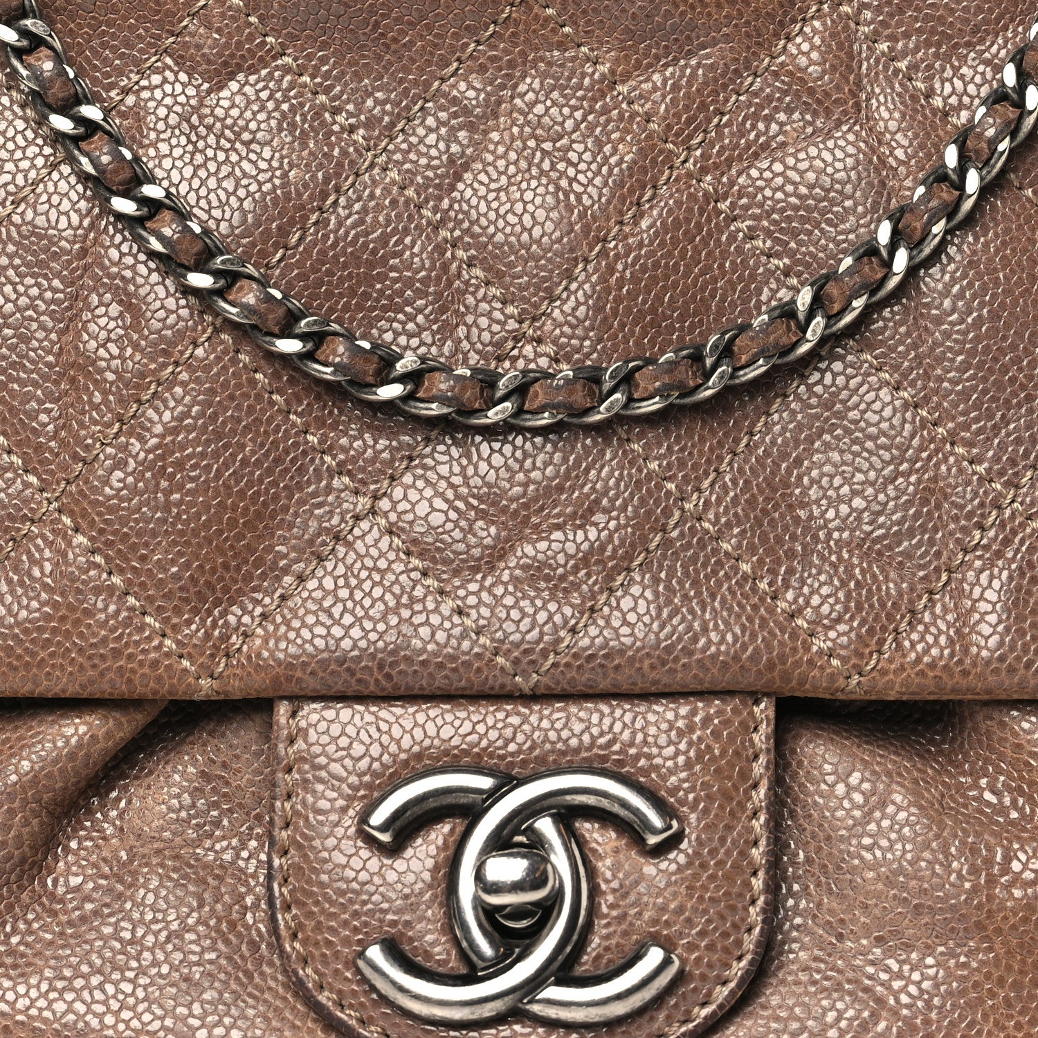 Chanel Caviar Quilted Medium Elastic Flap Brown 8 of 15