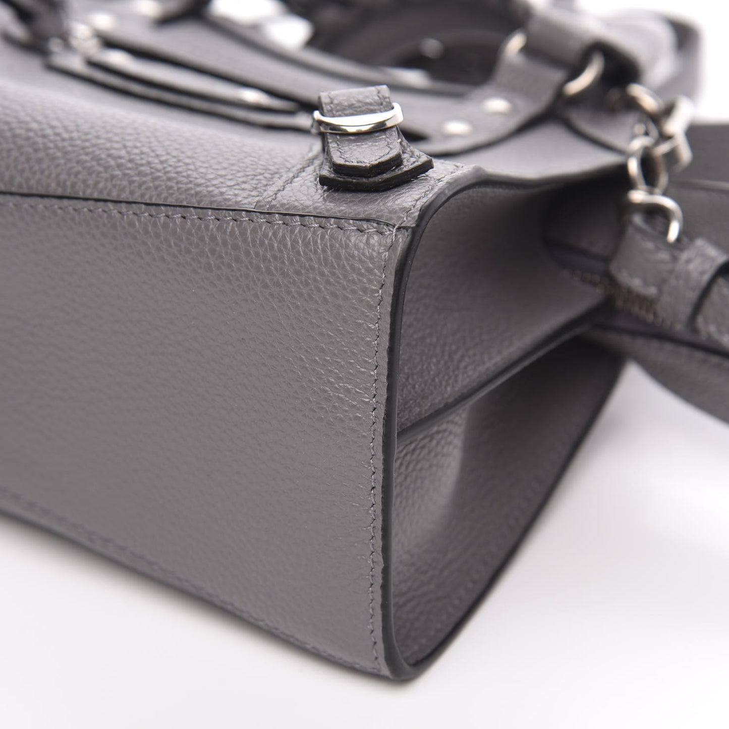 Grained Calfskin Neo Classic Silver Hardware Mini City Dark Grey