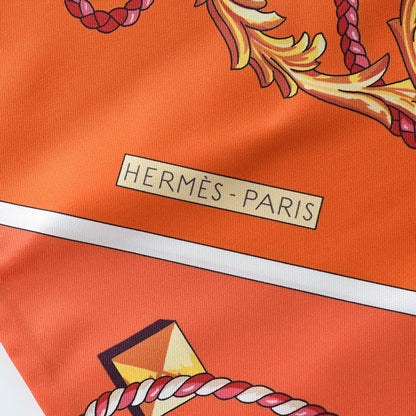 Hermes Silk Les Cles Maxi Twilly Cut Corail Orange Rouge 4 of 5