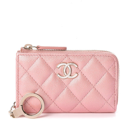 Chanel Iridescent Caviar Quilted Zipped Key Holder Case Rose Pink 1 of 8