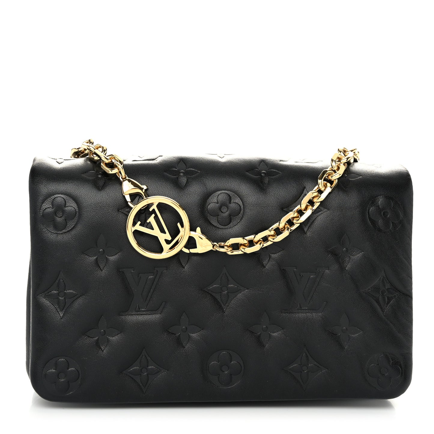 Lambskin Embossed Monogram Pochette Coussin Black
