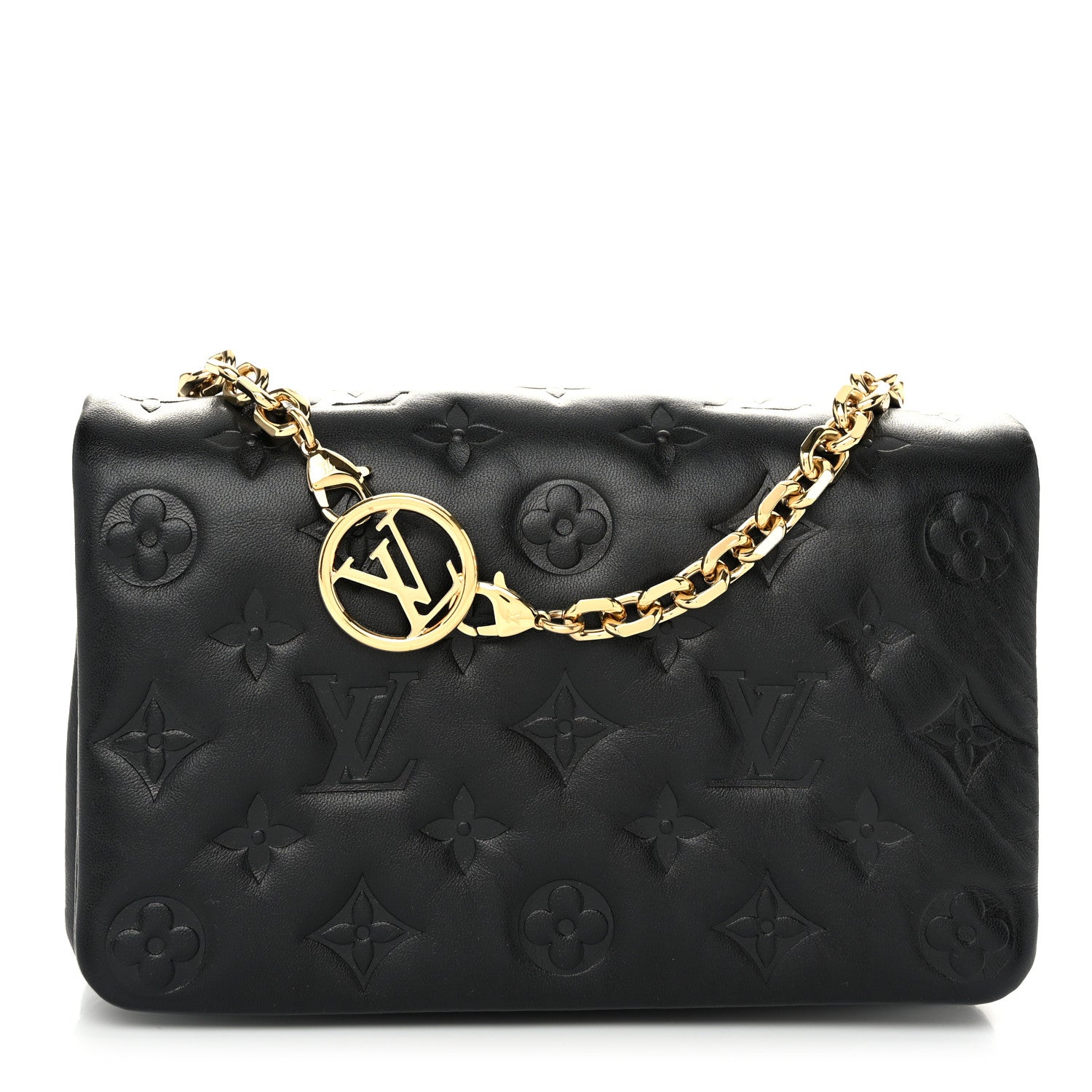 Louis Vuitton Lambskin Embossed Monogram Pochette Coussin Black 1 of 11