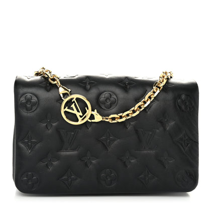 Louis Vuitton Lambskin Embossed Monogram Pochette Coussin Black 1 of 11