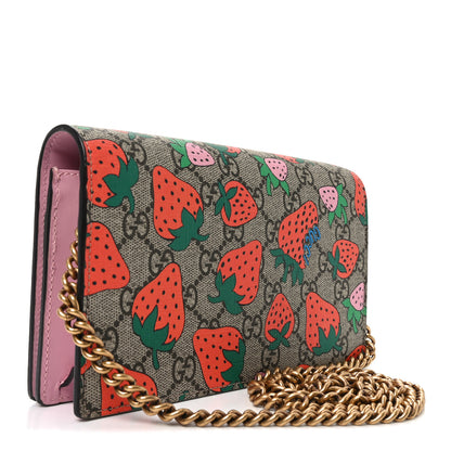 Gucci GG Supreme Monogram Strawberry Chain Wallet 3 of 10