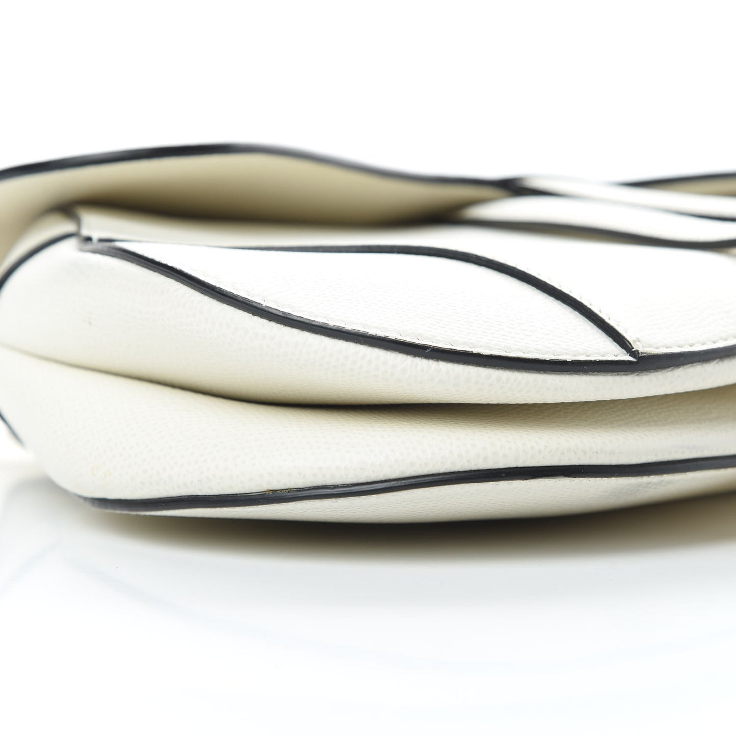 Grained Calfskin Saddle Bag White