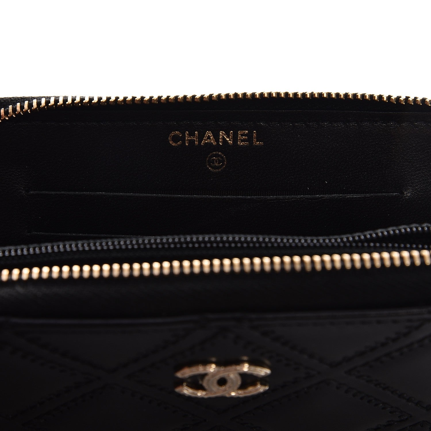 Chanel Lambskin Quilted Medium Zip Around Wallet Black 6 of 9