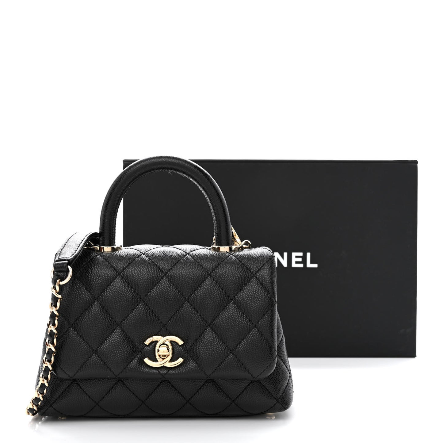Caviar Quilted Extra Mini Coco Handle Flap Black