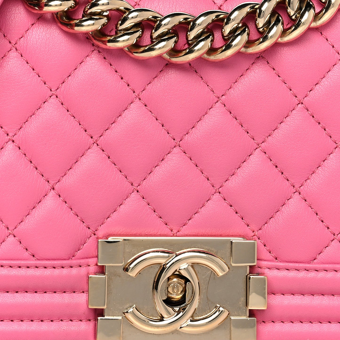 Lambskin Quilted Small Boy Flap Dark Pink