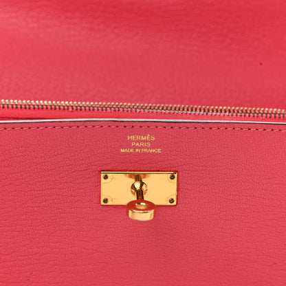 Hermes Chevre Mysore Kelly Longue Wallet Rose Lipstick 5 of 11