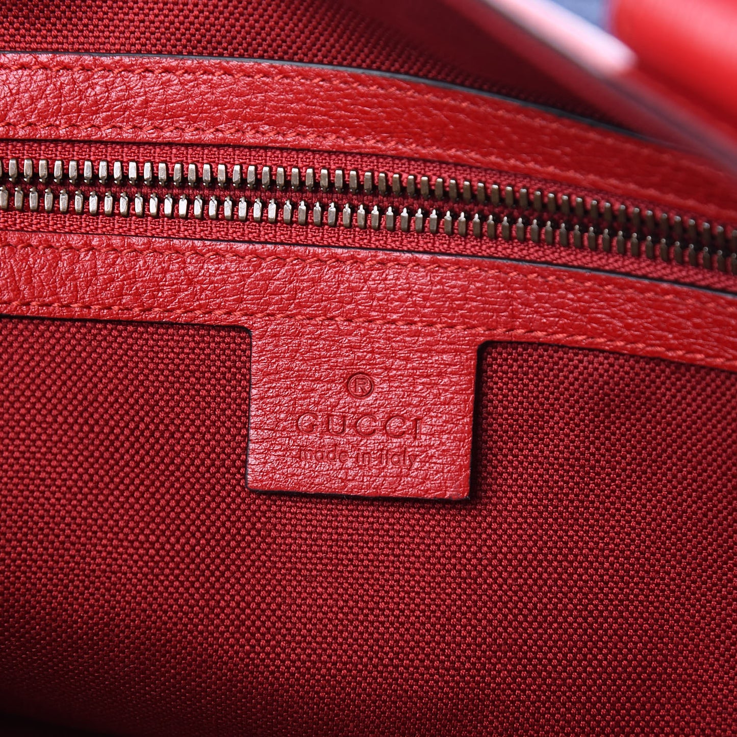 Canvas Calfskin Sylvie Stripe Logo Mens Tote Red White Blue