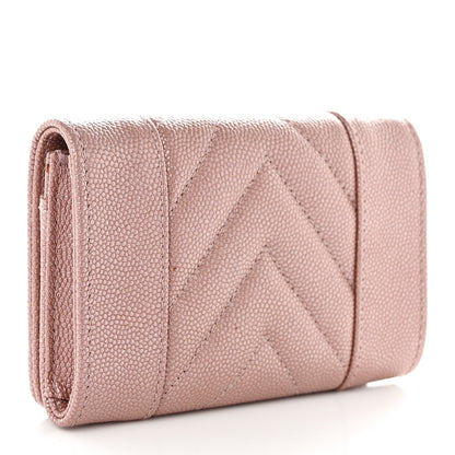 Chanel Caviar Chevron Quilted Flap Card Holder Pink Pink 3 of 11