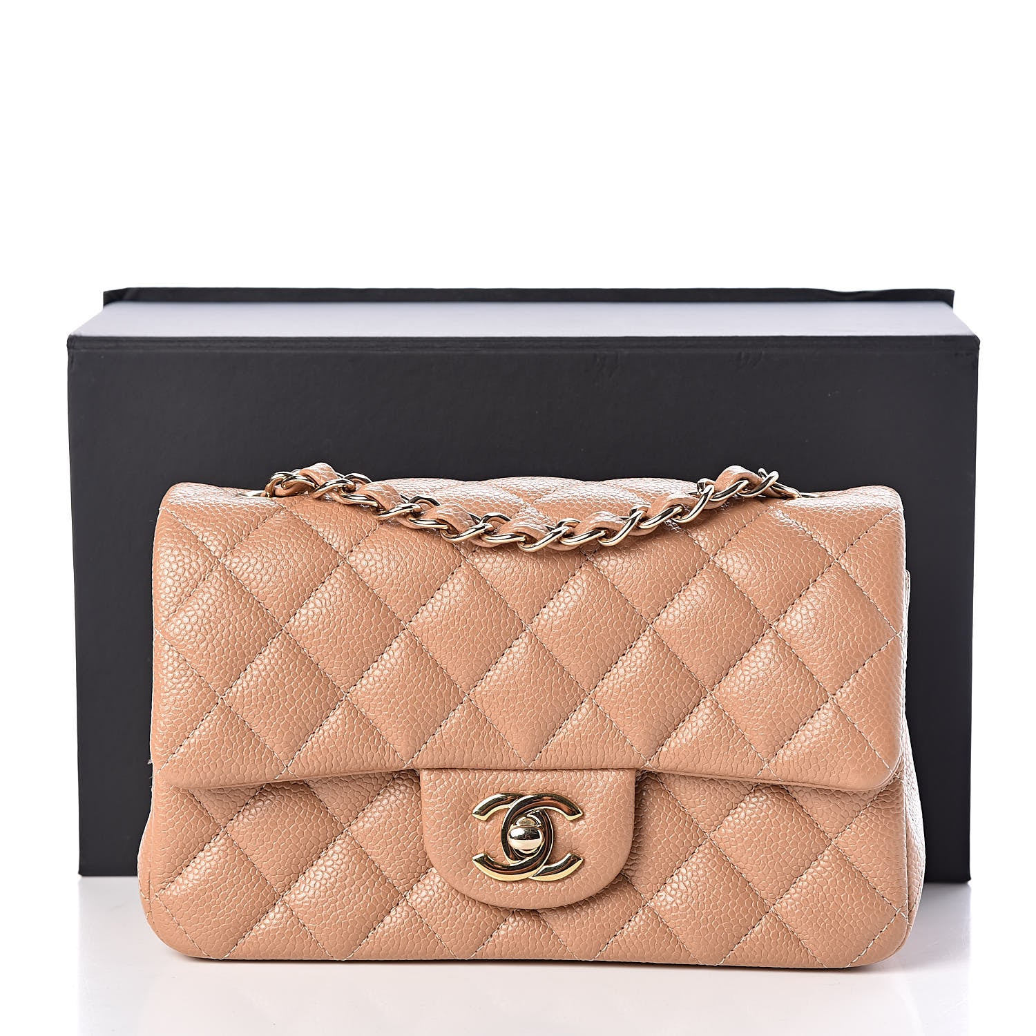 Chanel Caviar Quilted Mini Rectangular Flap Dark Beige 10 of 10