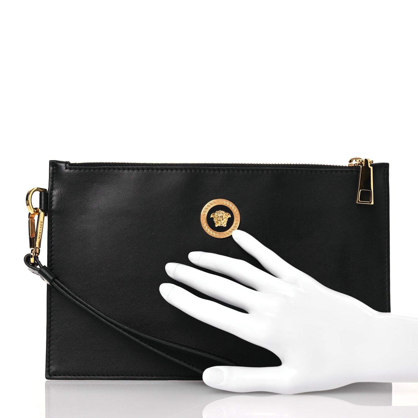 Calfskin La Medusa Large Pouch Black