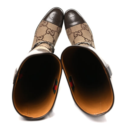 Gucci Monogram Jumbo GG Cordovan Lux Zelda Harness Riding Boots 39.5 Camel Ebony New Acero 2 of 10