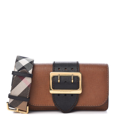 Burberry Grainy Calfskin House Check Small Buckle Bag Brown 1 of 13