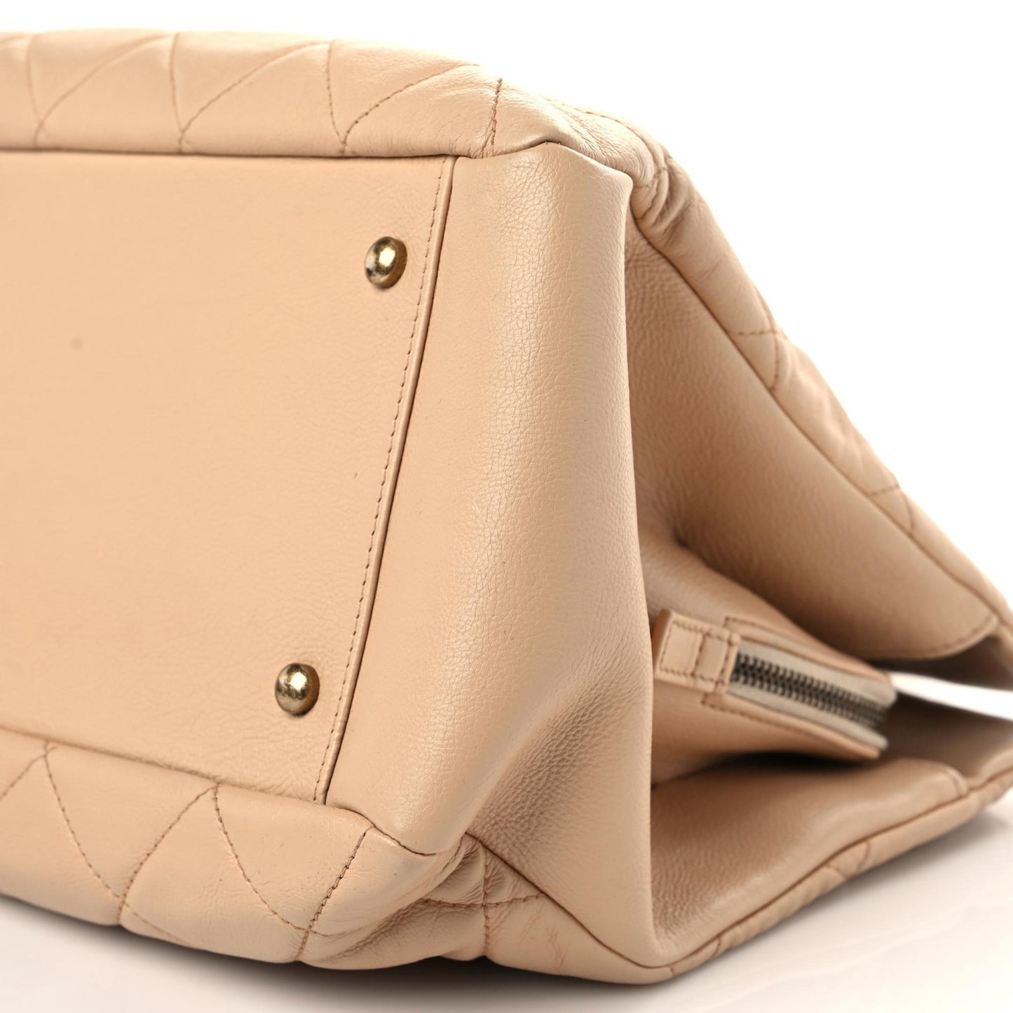 Calfskin Quilted Small CrownTote Beige