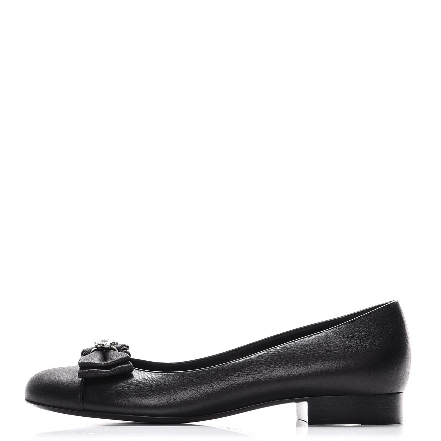 Chanel Buffalo Glitter Bow Ballerina Flats 38.5 Black 1 of 9