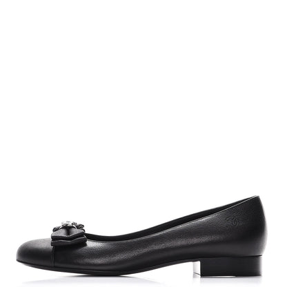 Chanel Buffalo Glitter Bow Ballerina Flats 38.5 Black 1 of 9