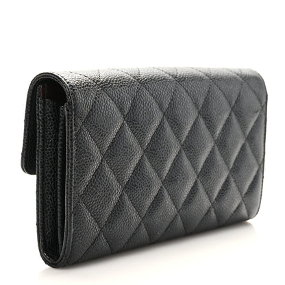 Chanel Caviar Quilted Large Gusset Flap Wallet Black 3 of 9