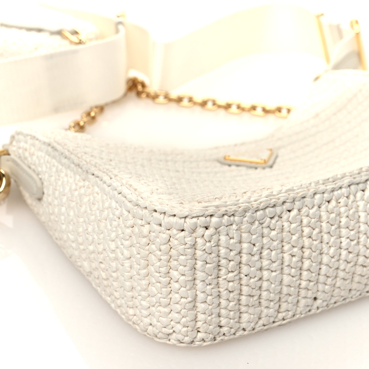 Prada Yarn Raffia Effect Crochet Re-Edition 2005 Shoulder Bag White 10 of 10