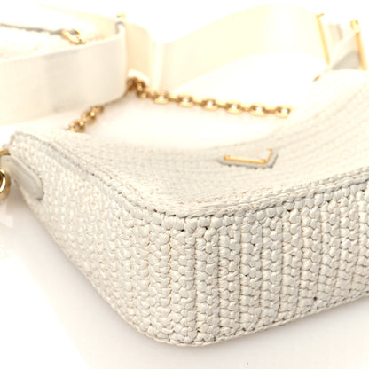 Prada Yarn Raffia Effect Crochet Re-Edition 2005 Shoulder Bag White 10 of 10