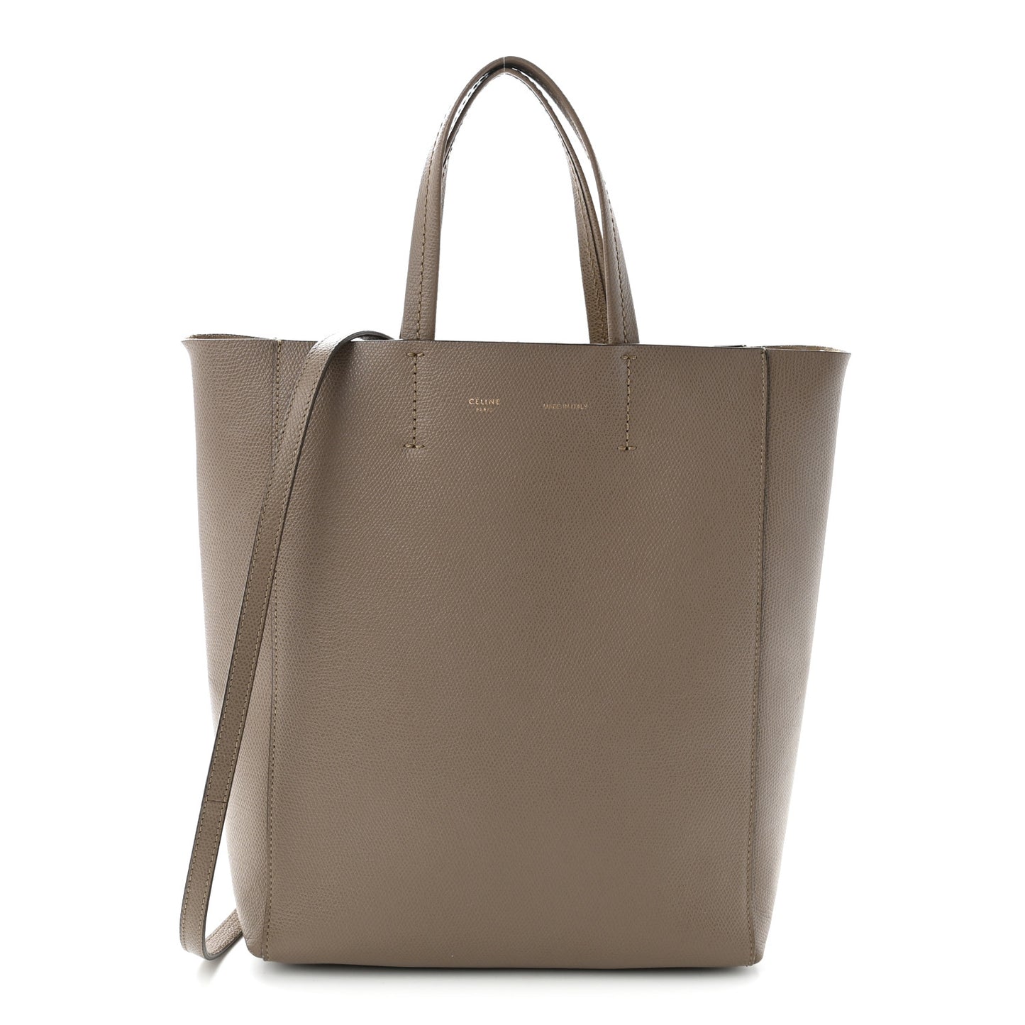 Grained Calfskin Small Vertical Cabas Taupe