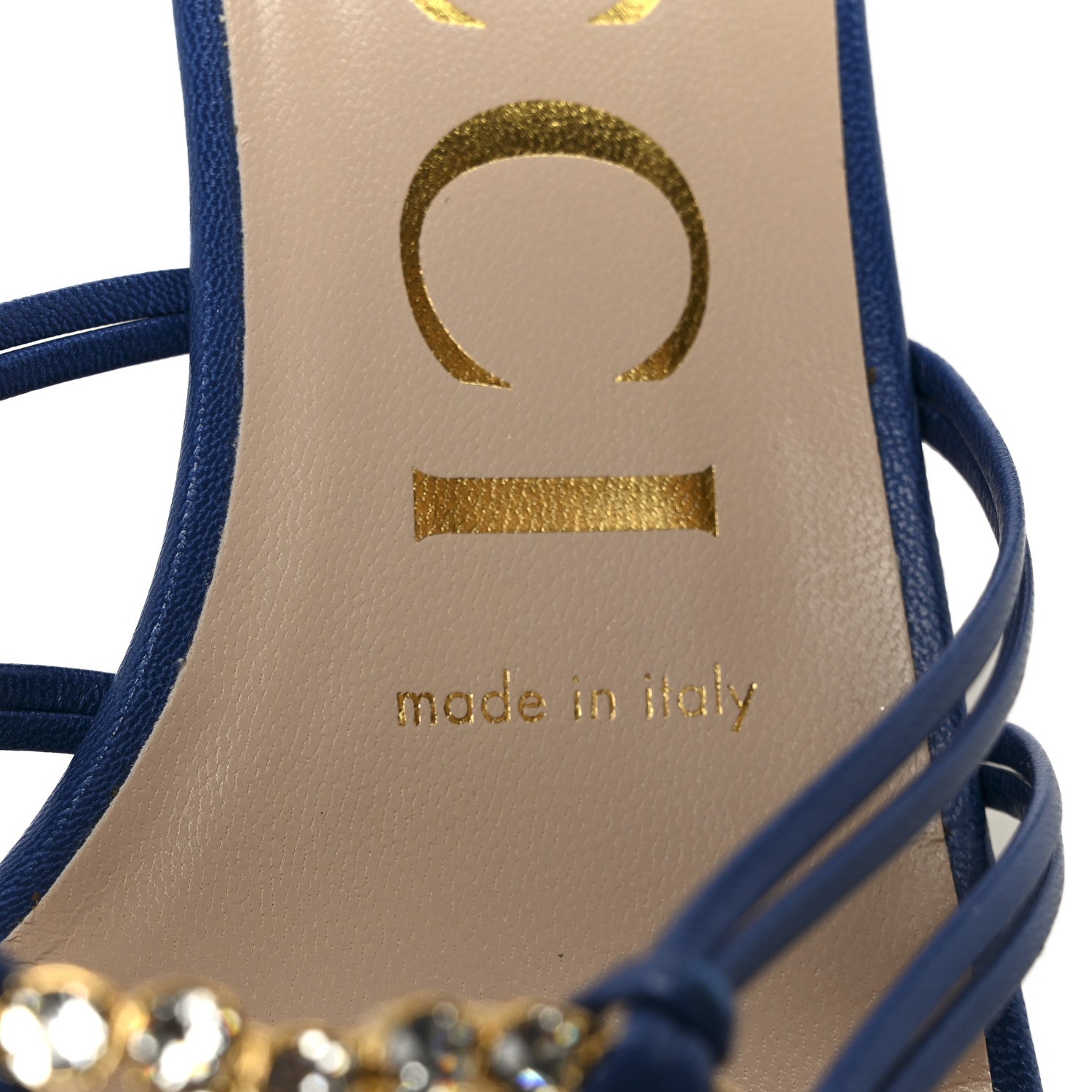 Gucci Malaga Kid Crystal GG Isa Ankle Strap 55mm Sandals 37 Rio Blue 9 of 10