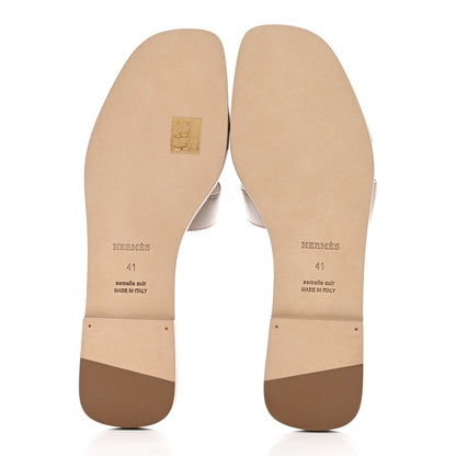 Hermes Box Calfskin Oran Sandals 41 Beige Mastic 5 of 9