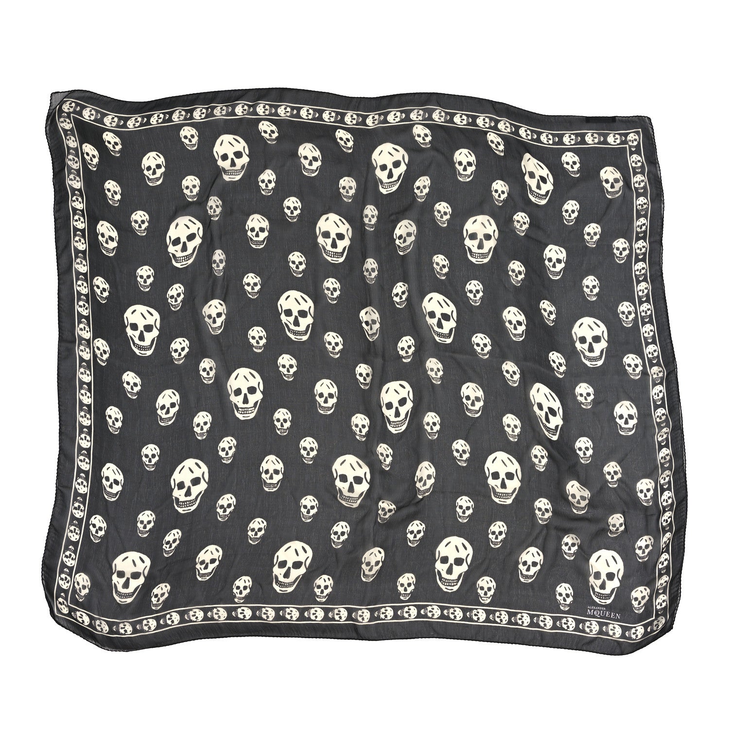 Alexander McQueen Silk Chiffon Skull Scarf Black Ivory 2 of 4