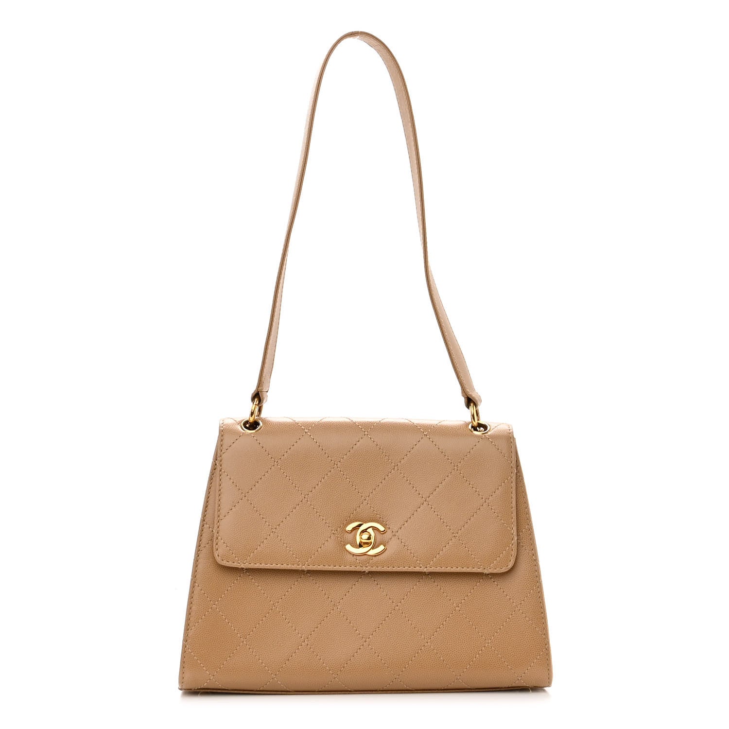 Chanel Caviar Stitched Shoulder Flap Bag Beige 1 of 8