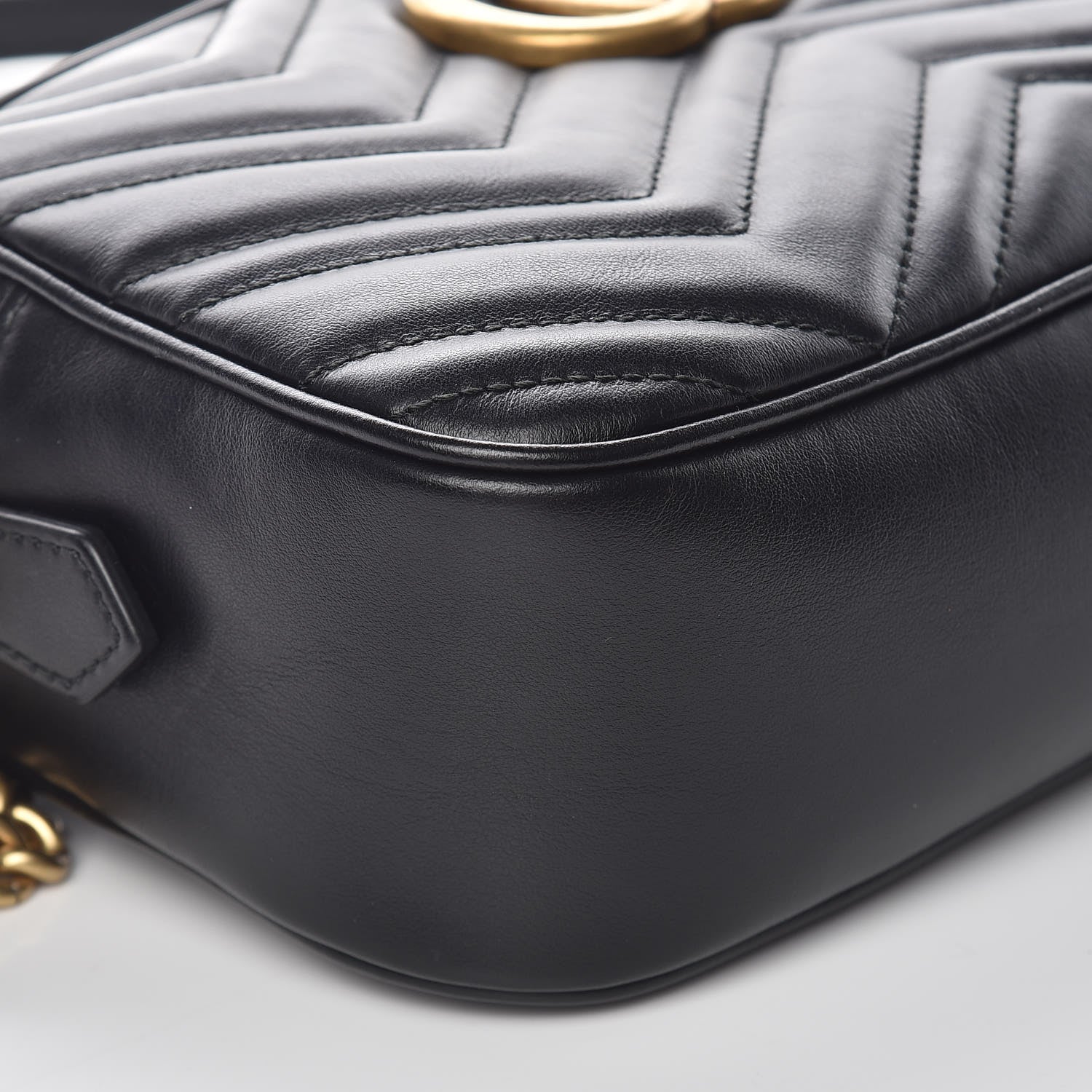 Gucci Calfskin Matelasse Small GG Marmont Chain Shoulder Bag Black 8 of 9