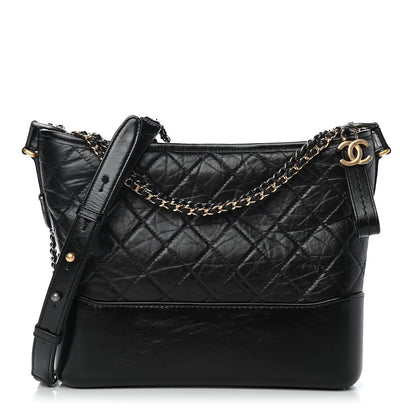 Chanel Aged Calfskin Quilted Medium Gabrielle Hobo Black 1 of 9