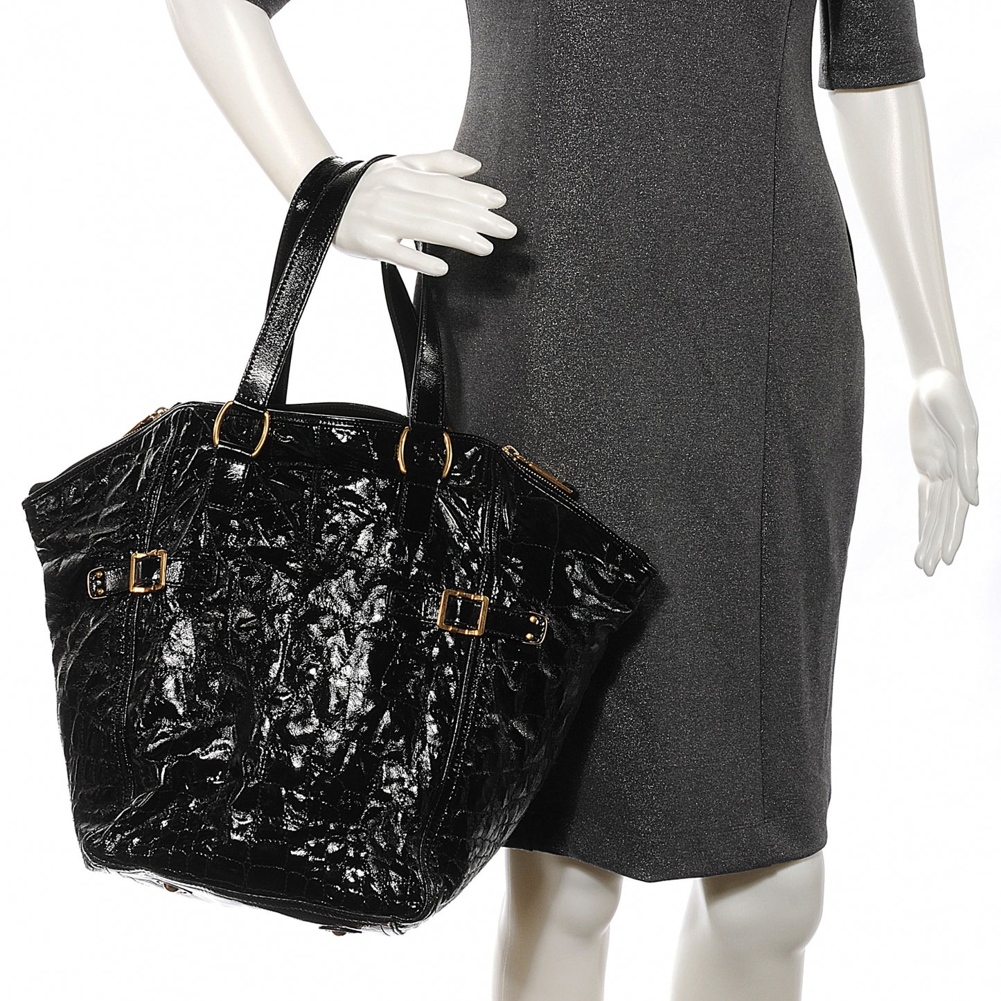 Patent Croc Medium Downtown Tote