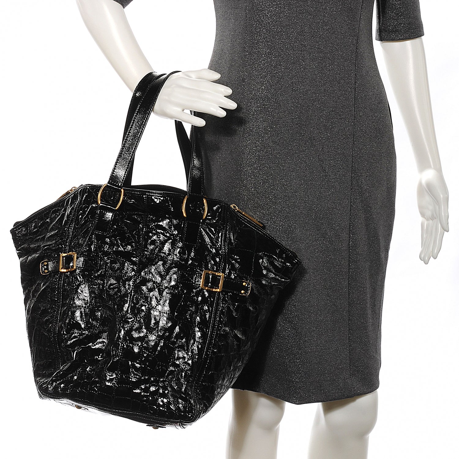 Saint Laurent Patent Croc Medium Downtown Tote 2 of 11