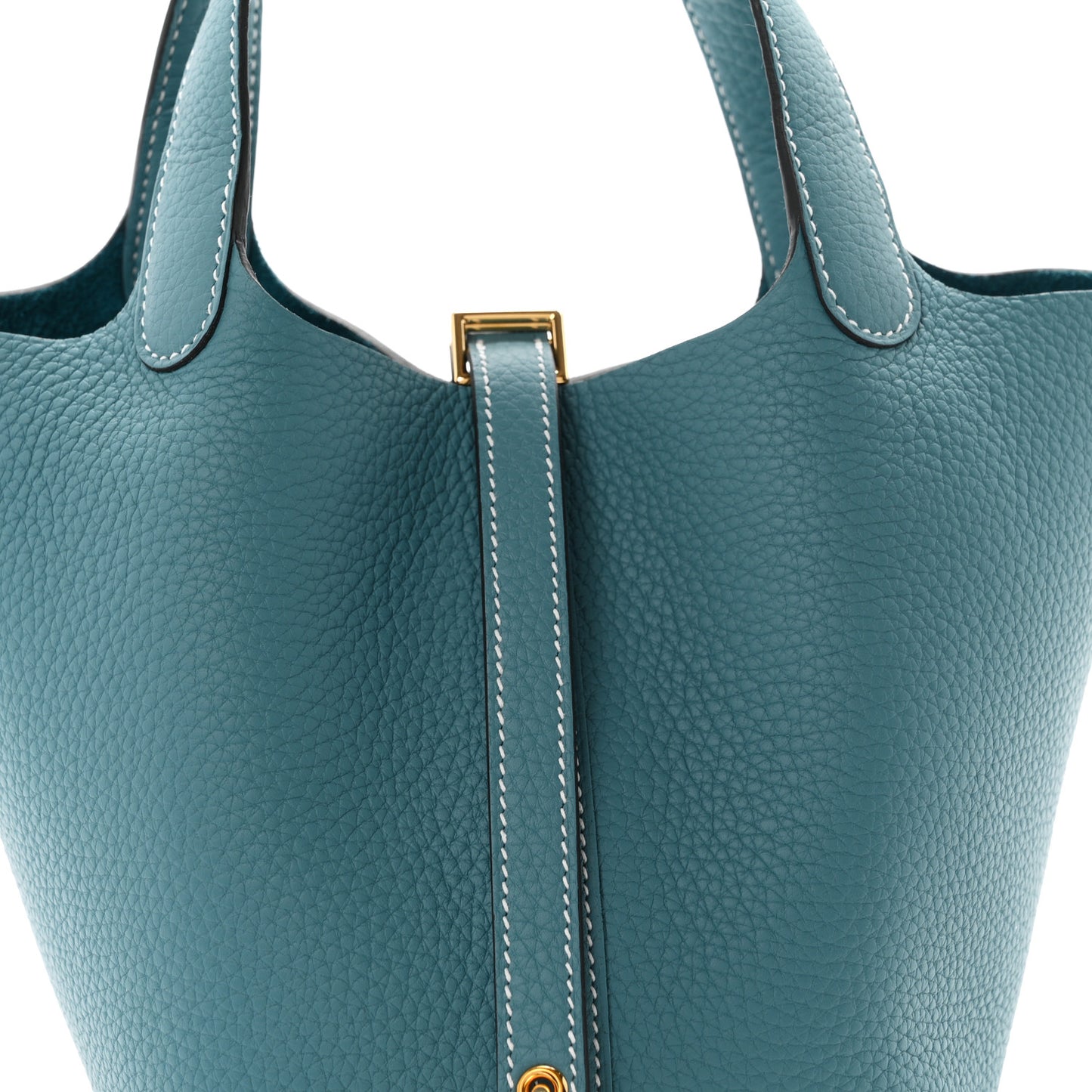 Taurillon Clemence Picotin Lock 18 PM New Blue Jean