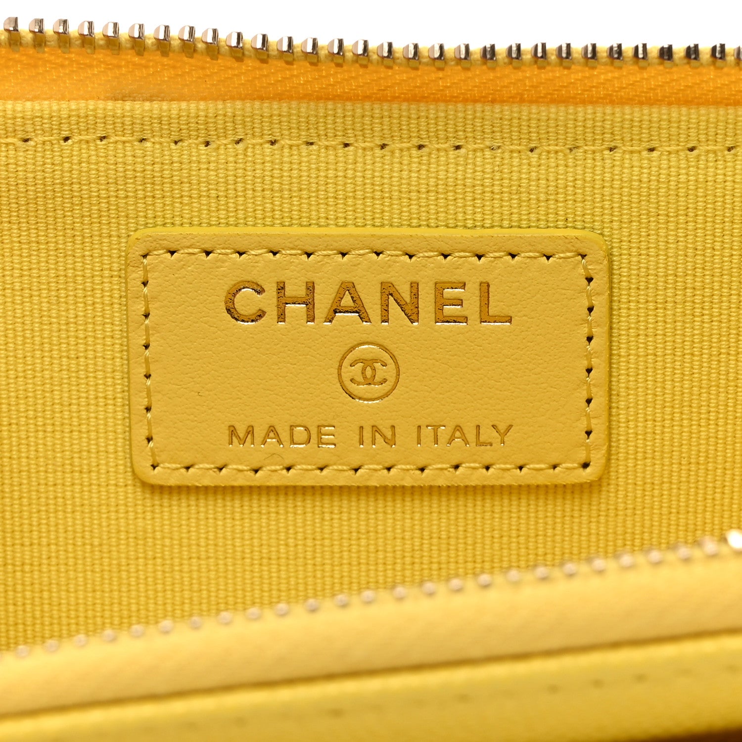 Chanel Caviar Quilted CC Zip Around Card Holder Yellow 6 of 7