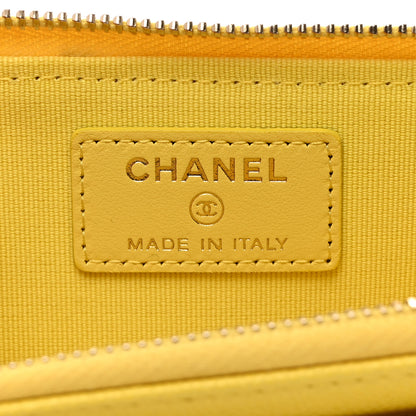 Chanel Caviar Quilted CC Zip Around Card Holder Yellow 6 of 7