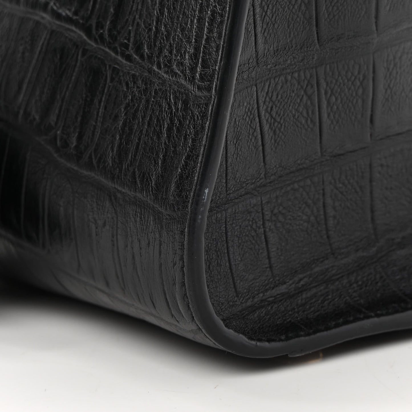 Calfskin Crocodile Embossed Monogram Baby Cabas Black