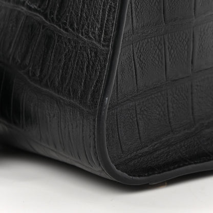 Saint Laurent Calfskin Crocodile Embossed Monogram Baby Cabas Black 10 of 11