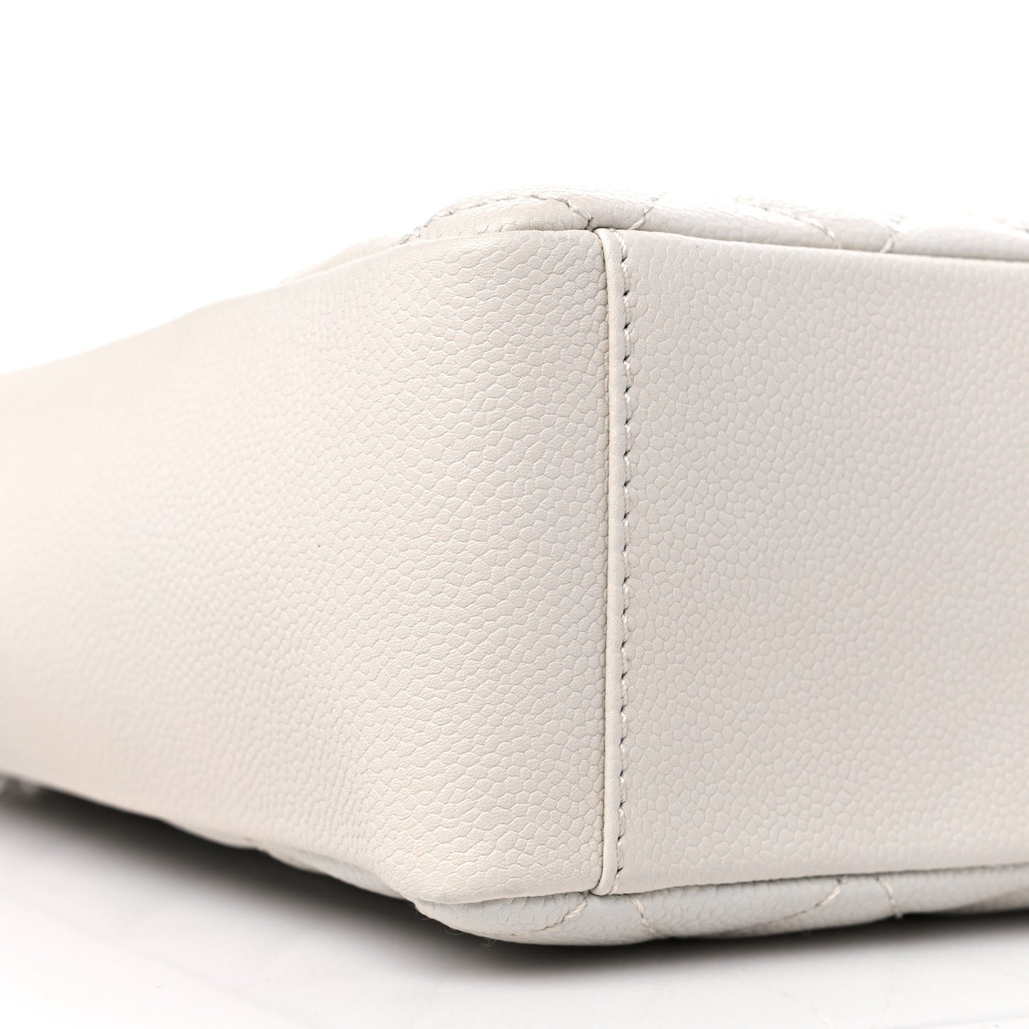 Caviar Quilted Petit Shopping Tote PST White