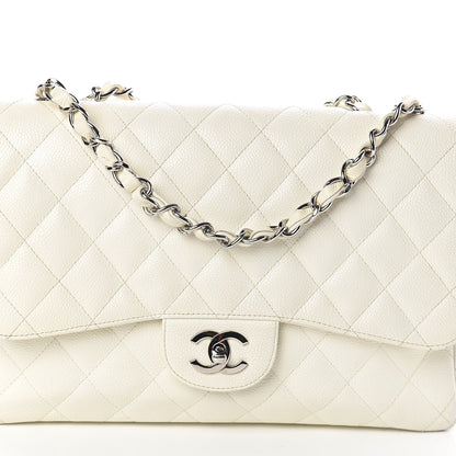 Chanel Caviar Quilted Jumbo Single Flap White 9 of 13